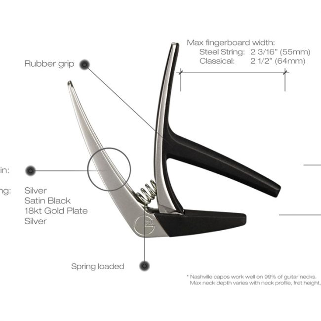 G7th Nashville Ukulele Capo Silber mit Federmechanik